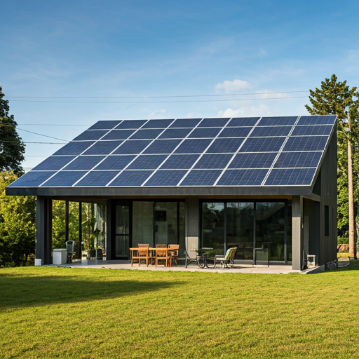 Sustainable modern home with solar panels
