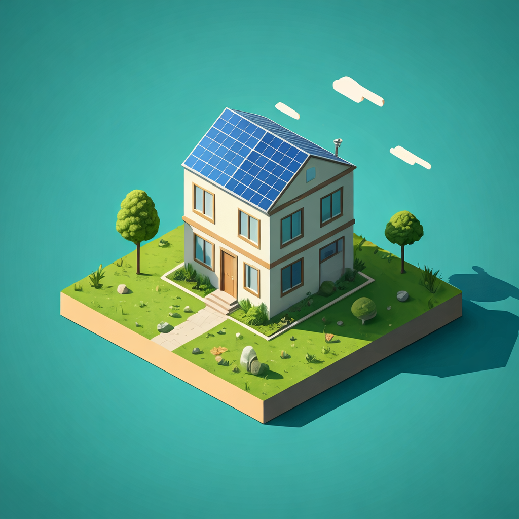 Isometric Solar Home Illustration