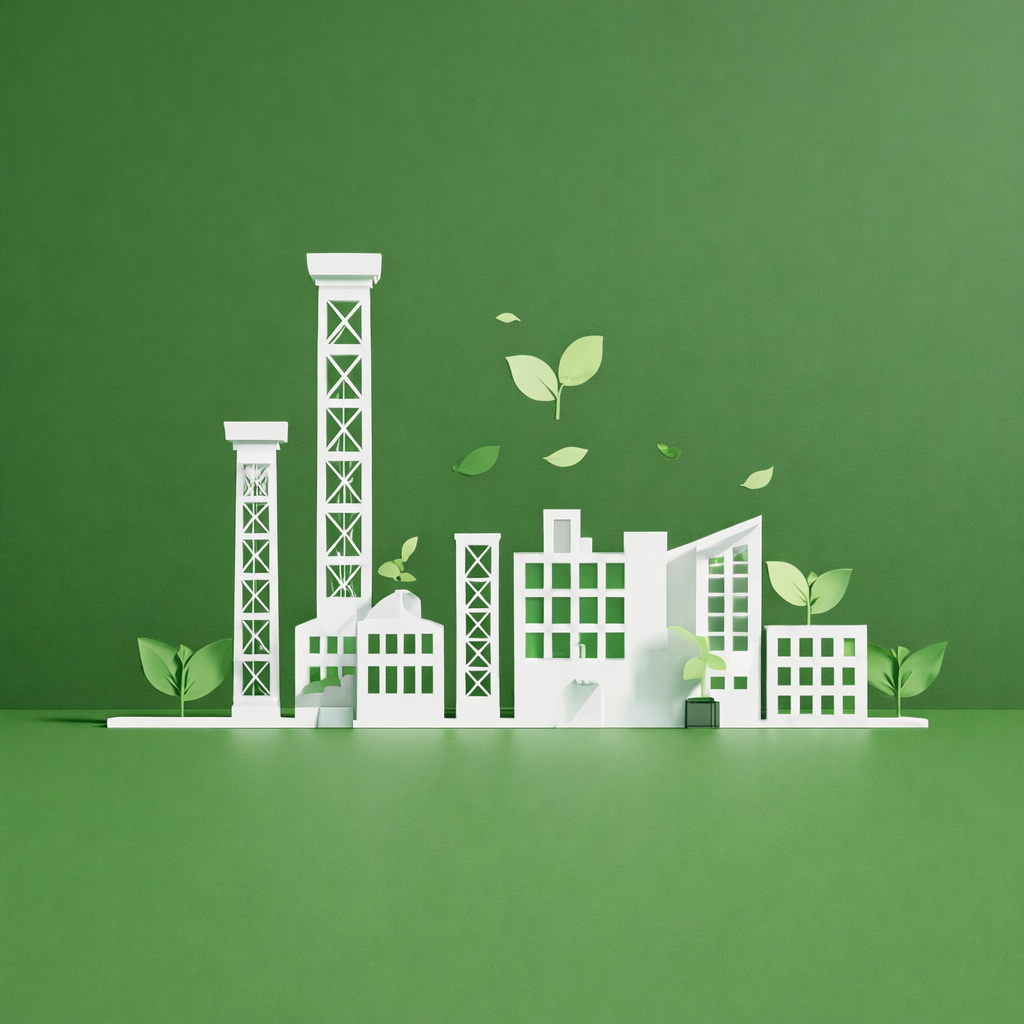 Sustainable green energy factory illustration